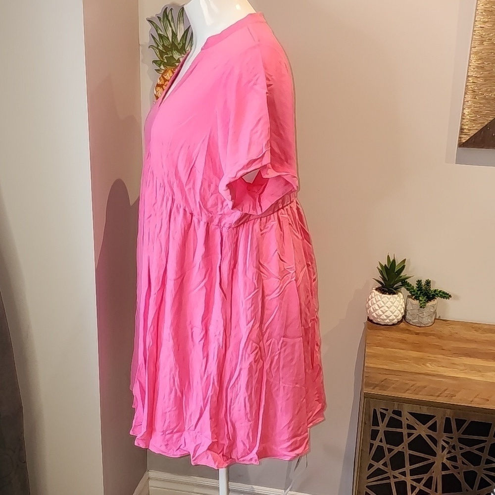 Torrid - Mini Washable Gauze Hi Low Waist Tunic Dress in Pink Sangria Su…​​​​​ - Picture 4 of 13